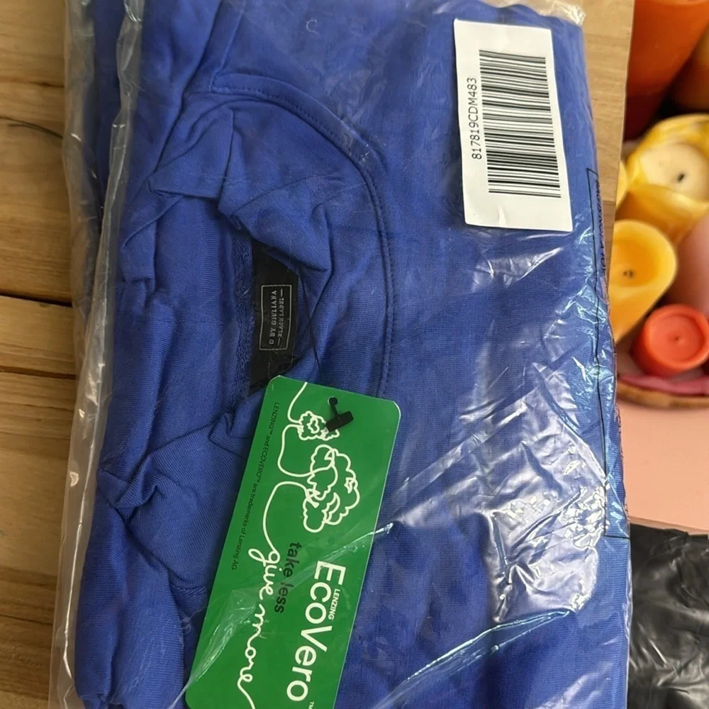 G By Giuliana BLUE Black Label Drama Tunic Dress Open Hip Mock Turtle Neck - Picture 2 of 2